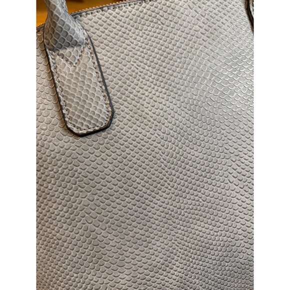 A New Day Faux Leather Satchel Bag Gray Snake Print Handbag Purse Gold Hardware - Picture 4 of 10